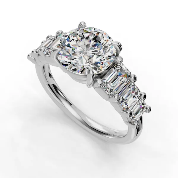 18K White Gold Round Engagement Ring Setting SVS Fine Jewelry Oceanside, NY