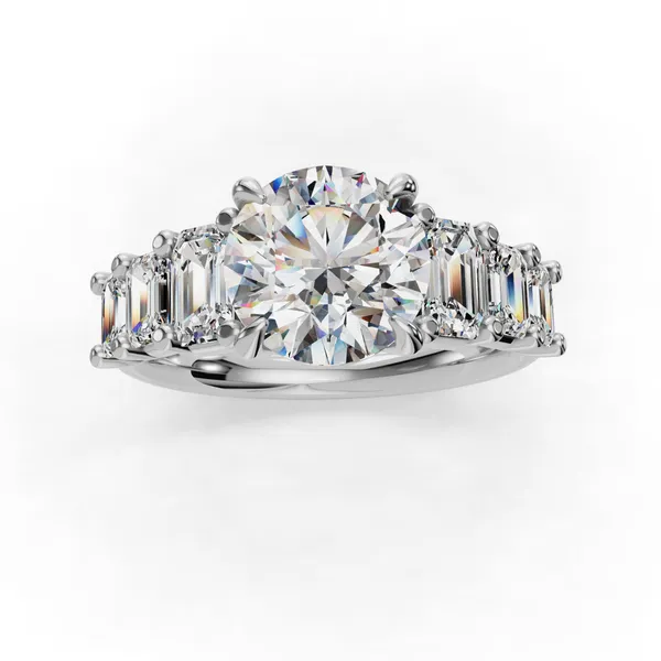 18K White Gold Round Engagement Ring Setting Image 4 SVS Fine Jewelry Oceanside, NY