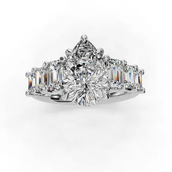 18K White Gold Pear Engagement Ring Setting Image 4 SVS Fine Jewelry Oceanside, NY