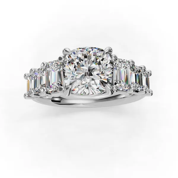 18K White Gold Cushion Engagement Ring Setting Image 4 SVS Fine Jewelry Oceanside, NY
