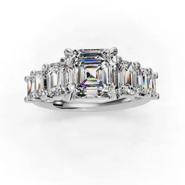 18K White Gold Asscher Engagement Ring Setting Image 4 SVS Fine Jewelry Oceanside, NY