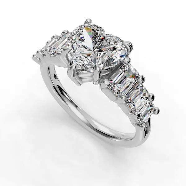 18K White Gold Heart Engagement Ring Setting SVS Fine Jewelry Oceanside, NY