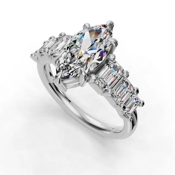 18K White Gold Marquise Engagement Ring Setting SVS Fine Jewelry Oceanside, NY