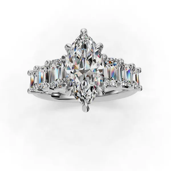 18K White Gold Marquise Engagement Ring Setting Image 4 SVS Fine Jewelry Oceanside, NY