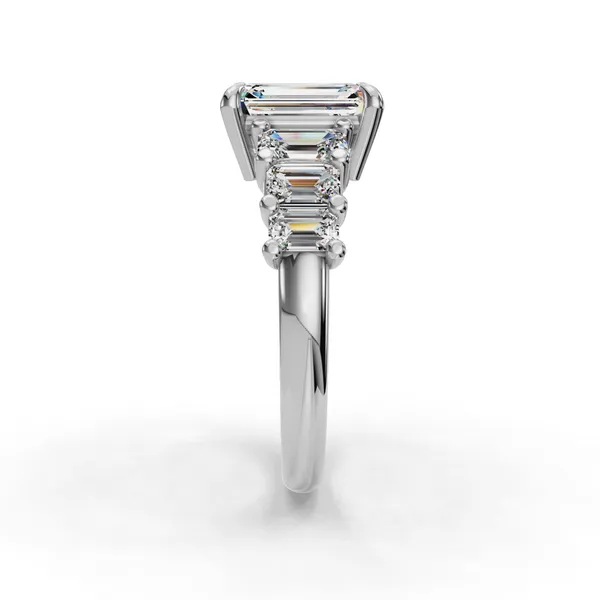 18K White Gold Emerald Engagement Ring Setting Image 3 SVS Fine Jewelry Oceanside, NY