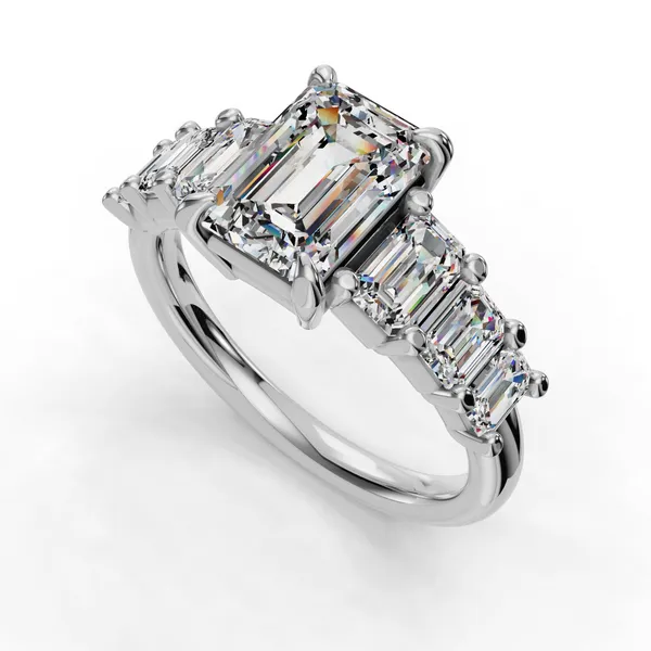 18K White Gold Emerald Engagement Ring Setting SVS Fine Jewelry Oceanside, NY