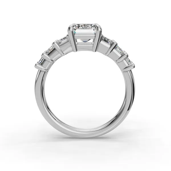 18K White Gold Emerald Engagement Ring Setting Image 2 SVS Fine Jewelry Oceanside, NY