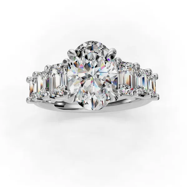 18K White Gold Oval Engagement Ring Setting Image 4 SVS Fine Jewelry Oceanside, NY