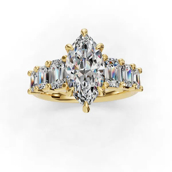 18K Yellow Gold Marquise Engagement Ring Setting Image 4 SVS Fine Jewelry Oceanside, NY