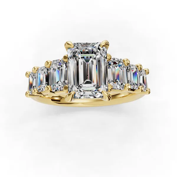 18K Yellow Gold Emerald Engagement Ring Setting Image 4 SVS Fine Jewelry Oceanside, NY