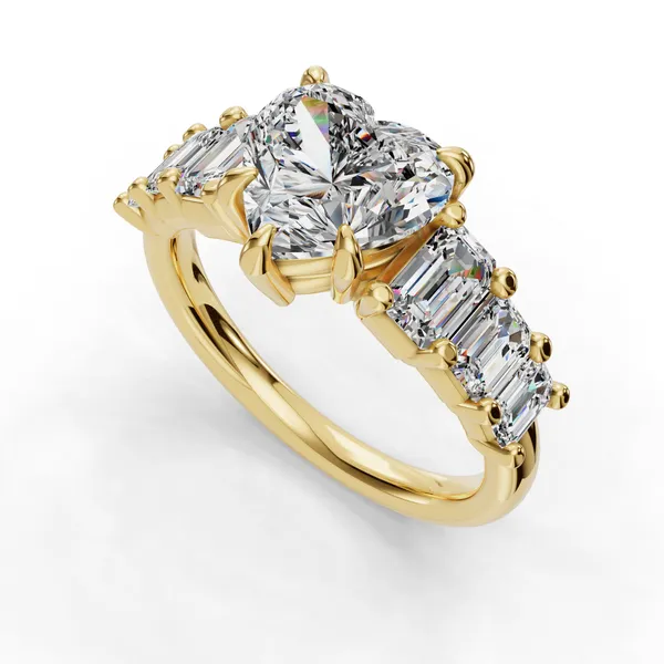 18K Yellow Gold Heart Engagement Ring Setting SVS Fine Jewelry Oceanside, NY