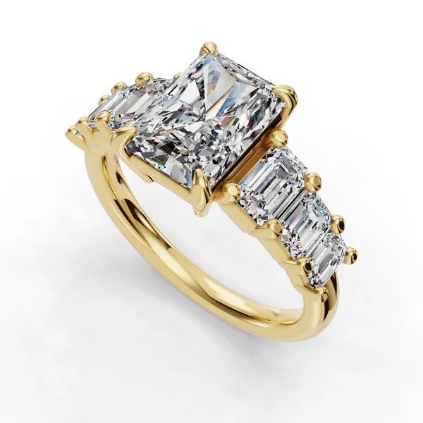 18K Yellow Gold Radiant Engagement Ring Setting SVS Fine Jewelry Oceanside, NY