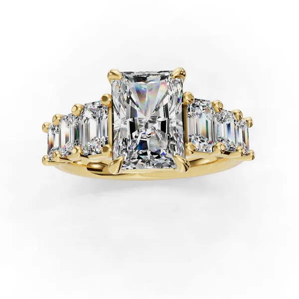 18K Yellow Gold Radiant Engagement Ring Setting Image 4 SVS Fine Jewelry Oceanside, NY