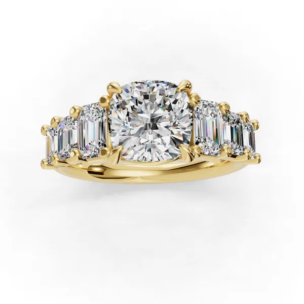18K Yellow Gold Cushion Engagement Ring Setting Image 4 SVS Fine Jewelry Oceanside, NY