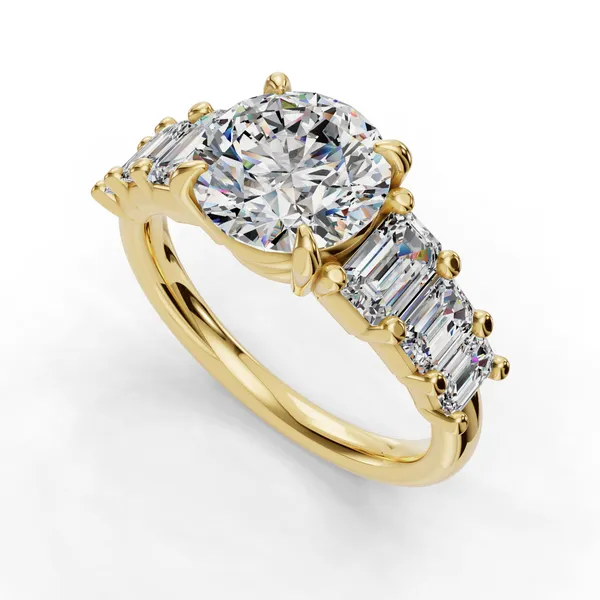 18K Yellow Gold Round Engagement Ring Setting SVS Fine Jewelry Oceanside, NY