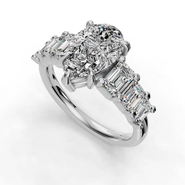 Platinum Pear Engagement Ring Setting SVS Fine Jewelry Oceanside, NY