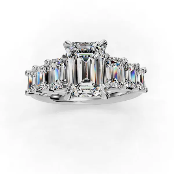 Platinum Emerald Engagement Ring Setting Image 4 SVS Fine Jewelry Oceanside, NY