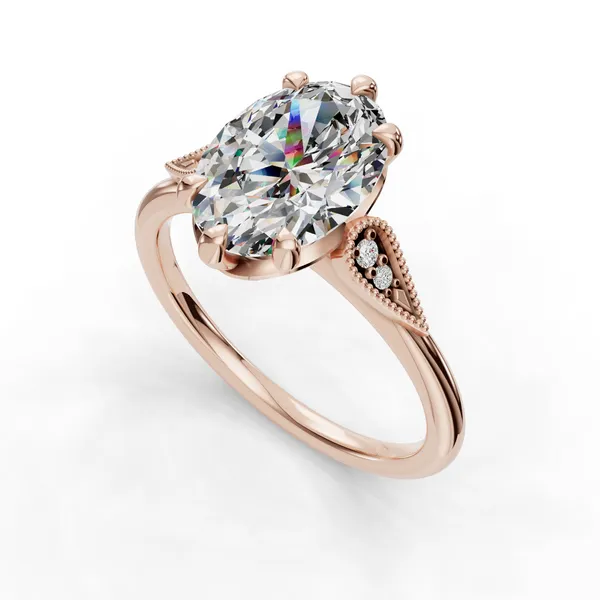 14K Rose Gold Oval Engagement Ring Setting SVS Fine Jewelry Oceanside, NY
