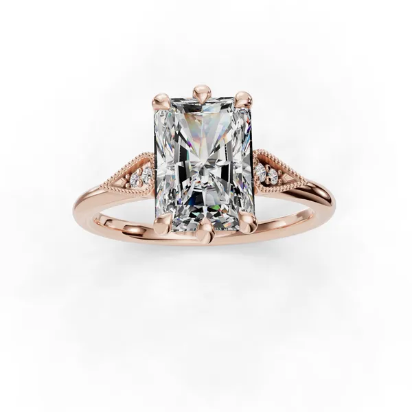14K Rose Gold Radiant Engagement Ring Setting Image 4 SVS Fine Jewelry Oceanside, NY