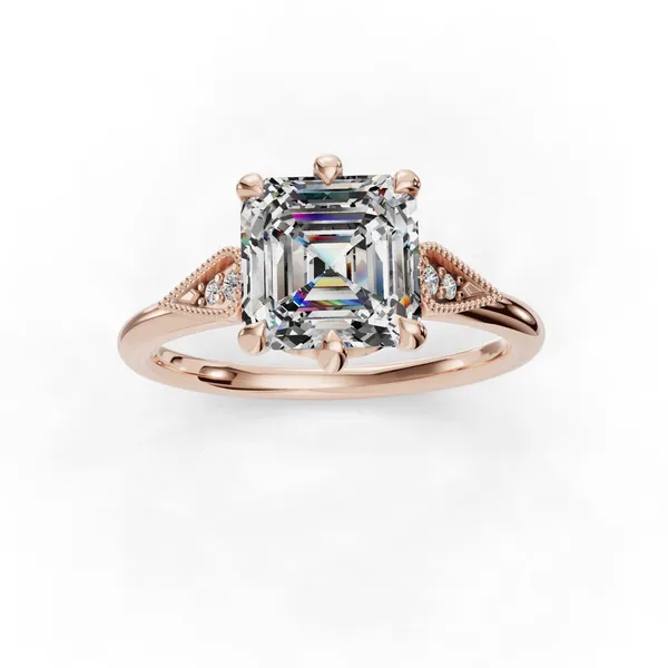 14K Rose Gold Asscher Engagement Ring Setting Image 4 SVS Fine Jewelry Oceanside, NY