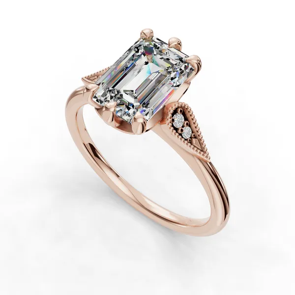 14K Rose Gold Emerald Engagement Ring Setting SVS Fine Jewelry Oceanside, NY