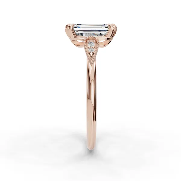 14K Rose Gold Emerald Engagement Ring Setting Image 3 SVS Fine Jewelry Oceanside, NY