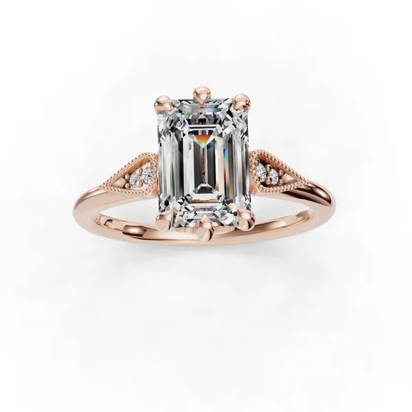 14K Rose Gold Emerald Engagement Ring Setting Image 4 SVS Fine Jewelry Oceanside, NY