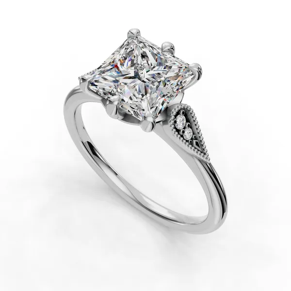 14K White Gold Princess Engagement Ring Setting SVS Fine Jewelry Oceanside, NY