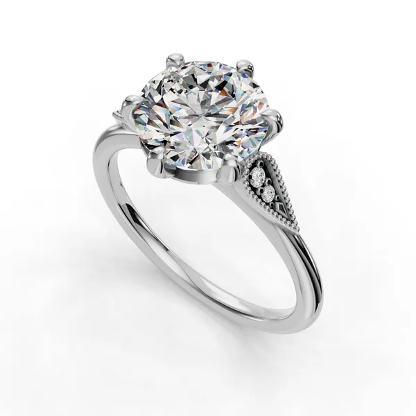 14K White Gold Round Engagement Ring Setting SVS Fine Jewelry Oceanside, NY