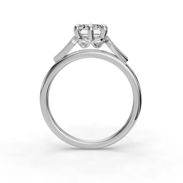 14K White Gold Emerald Engagement Ring Setting Image 2 SVS Fine Jewelry Oceanside, NY