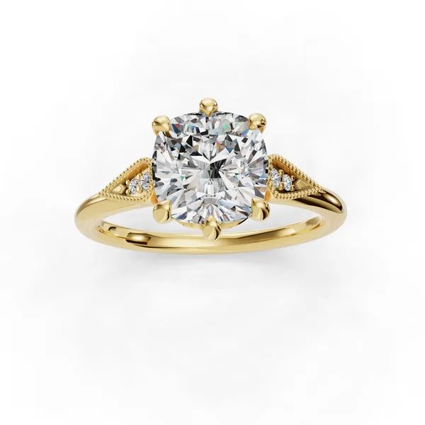 14K Yellow Gold Cushion Engagement Ring Setting Image 4 SVS Fine Jewelry Oceanside, NY