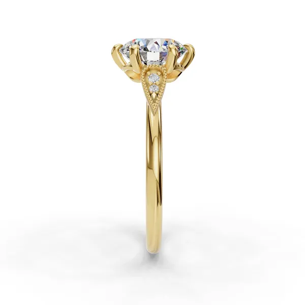 14K Yellow Gold Round Engagement Ring Setting Image 3 SVS Fine Jewelry Oceanside, NY