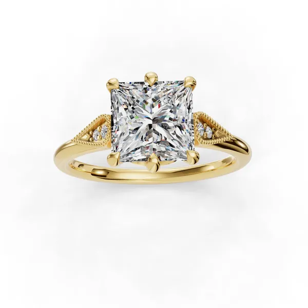 14K Yellow Gold Princess Engagement Ring Setting Image 4 SVS Fine Jewelry Oceanside, NY