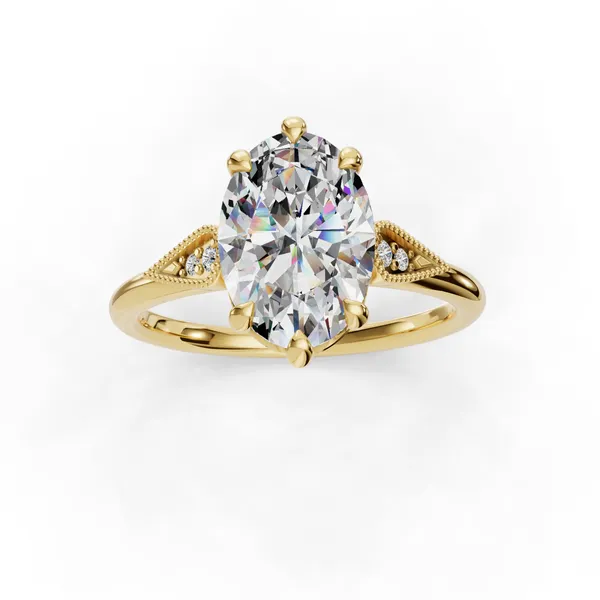 14K Yellow Gold Oval Engagement Ring Setting Image 4 SVS Fine Jewelry Oceanside, NY