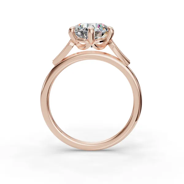 18K Rose Gold Round Engagement Ring Setting Image 2 SVS Fine Jewelry Oceanside, NY