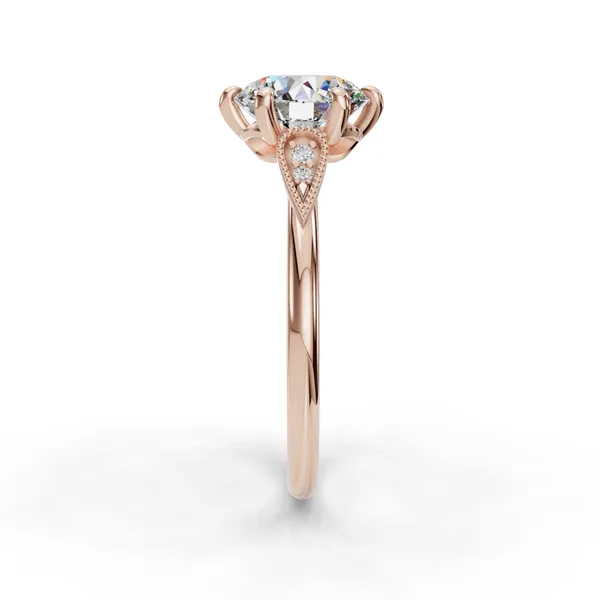 18K Rose Gold Round Engagement Ring Setting Image 3 SVS Fine Jewelry Oceanside, NY