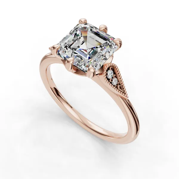 18K Rose Gold Asscher Engagement Ring Setting SVS Fine Jewelry Oceanside, NY