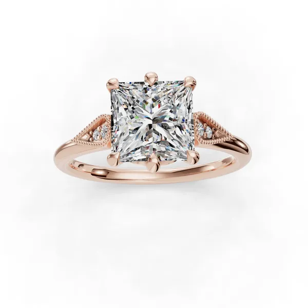 18K Rose Gold Princess Engagement Ring Setting Image 4 SVS Fine Jewelry Oceanside, NY
