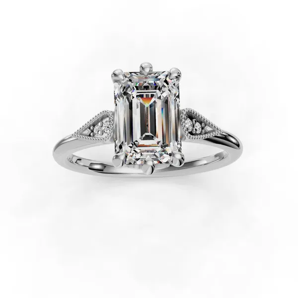 18K White Gold Emerald Engagement Ring Setting Image 4 SVS Fine Jewelry Oceanside, NY