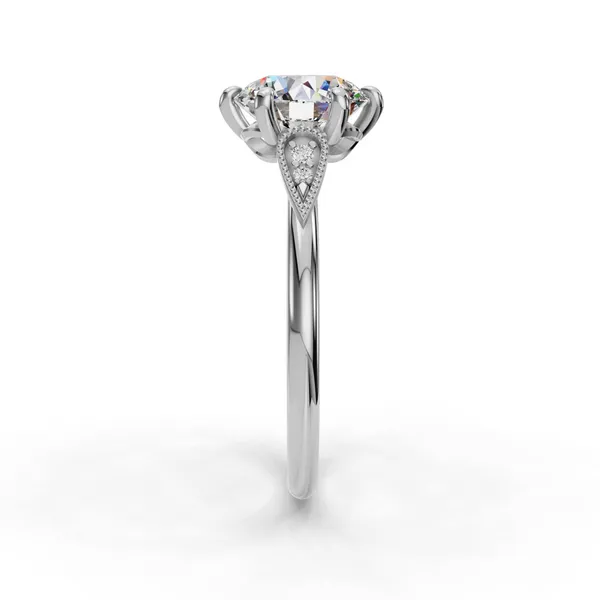 18K White Gold Round Engagement Ring Setting Image 3 SVS Fine Jewelry Oceanside, NY