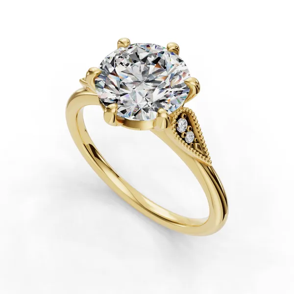 18K Yellow Gold Round Engagement Ring Setting SVS Fine Jewelry Oceanside, NY