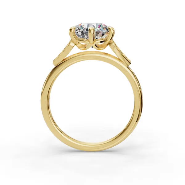 18K Yellow Gold Round Engagement Ring Setting Image 2 SVS Fine Jewelry Oceanside, NY