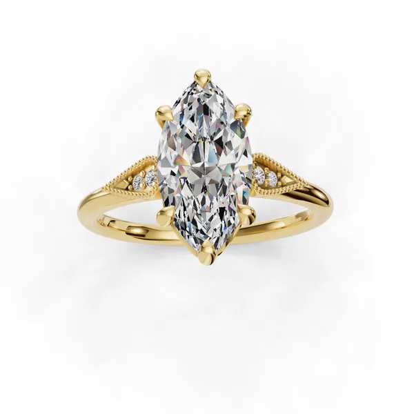 18K Yellow Gold Marquise Engagement Ring Setting Image 4 SVS Fine Jewelry Oceanside, NY