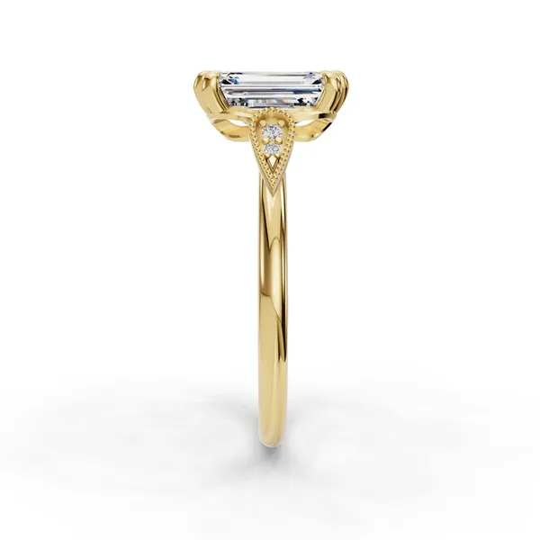 18K Yellow Gold Emerald Engagement Ring Setting Image 3 SVS Fine Jewelry Oceanside, NY