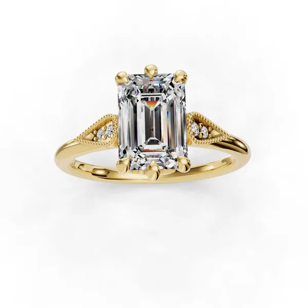 18K Yellow Gold Emerald Engagement Ring Setting Image 4 SVS Fine Jewelry Oceanside, NY