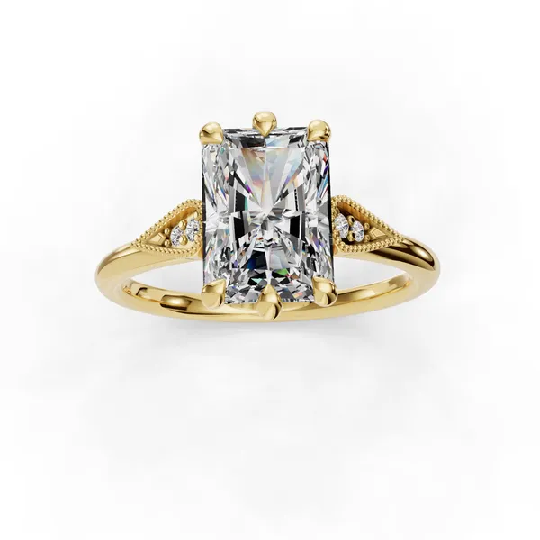 18K Yellow Gold Radiant Engagement Ring Setting Image 4 SVS Fine Jewelry Oceanside, NY