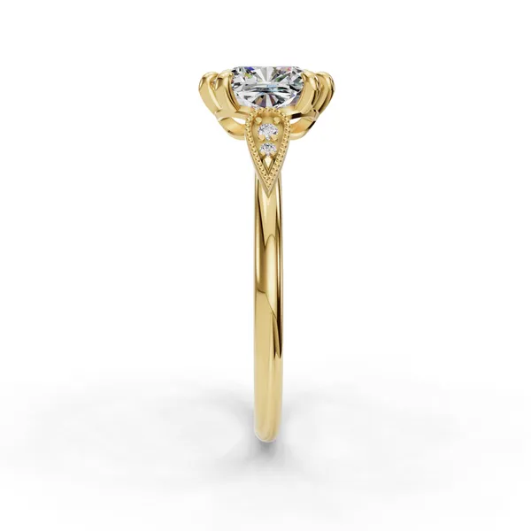 18K Yellow Gold Cushion Engagement Ring Setting Image 3 SVS Fine Jewelry Oceanside, NY