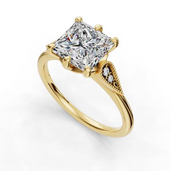 18K Yellow Gold Princess Engagement Ring Setting SVS Fine Jewelry Oceanside, NY