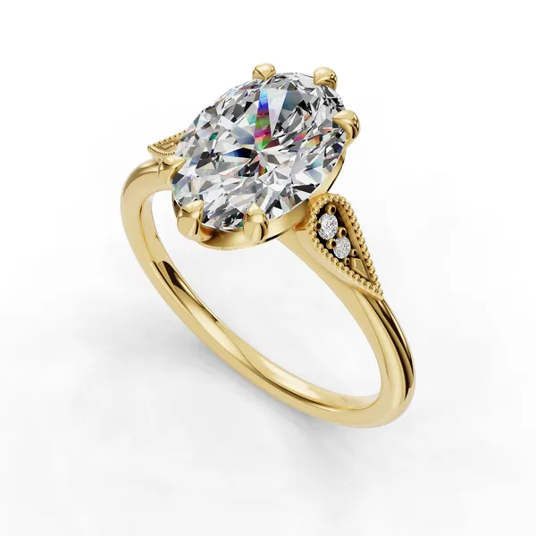18K Yellow Gold Oval Engagement Ring Setting SVS Fine Jewelry Oceanside, NY