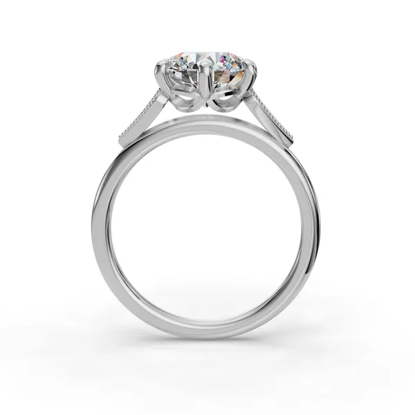 Platinum Round Engagement Ring Setting Image 2 SVS Fine Jewelry Oceanside, NY